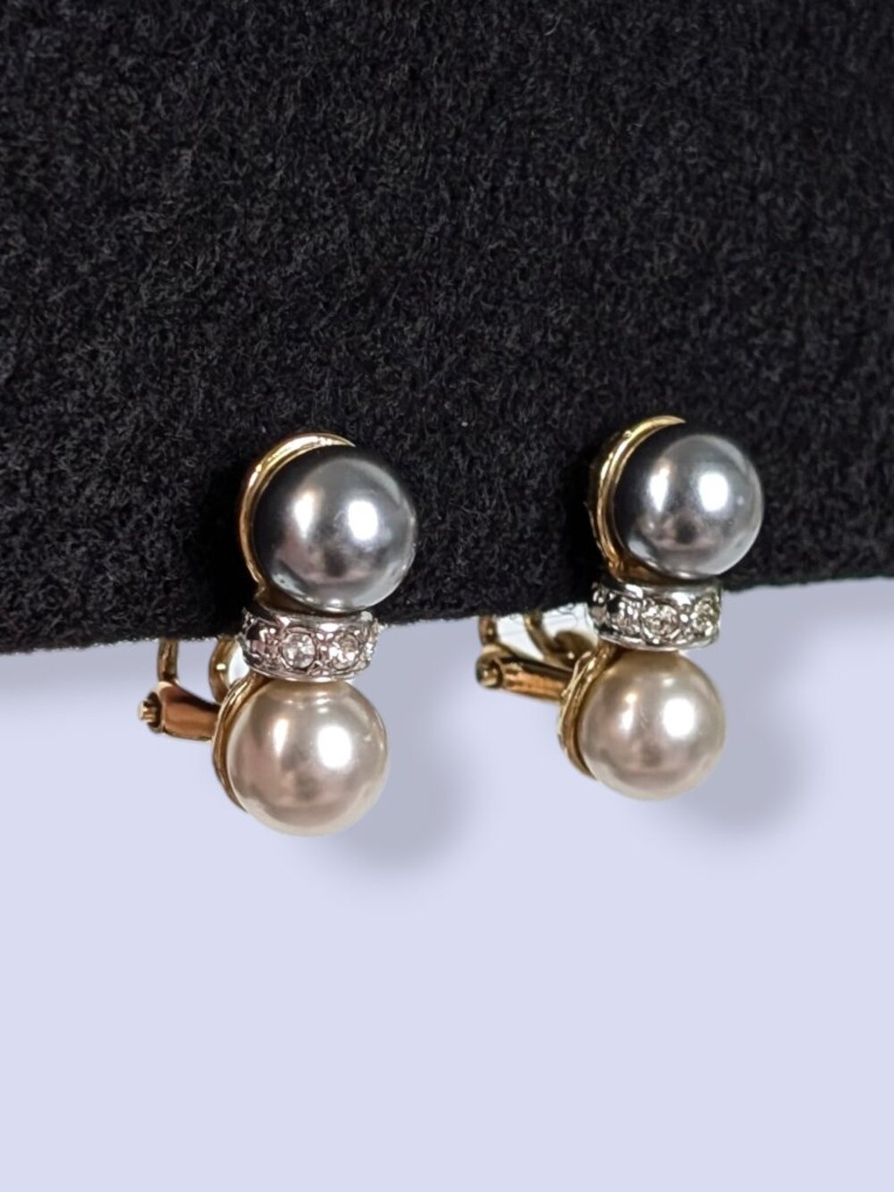 Vintage Grey & White Faux Pearl Earrings